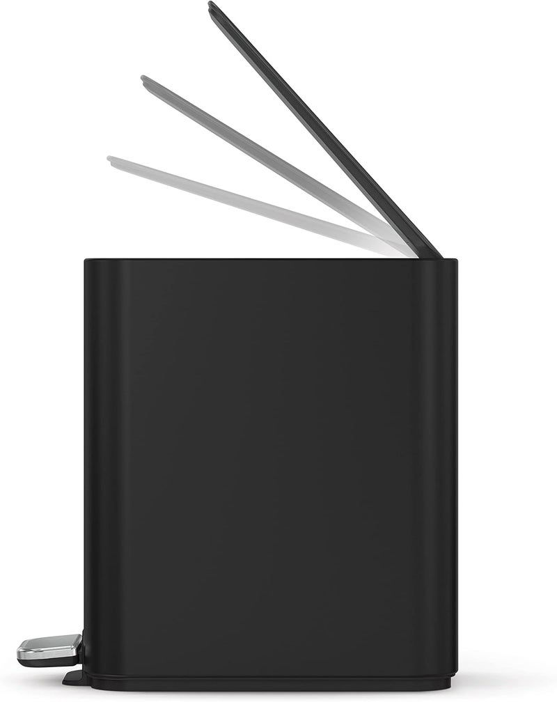 Simple Human 5L Slim Bathroom Trash Can with Soft Close Lid, Stainless Steel Waste Basket with Liner Pocket, 5 Liter / 1.3 Gallon, Matte Black - Image 5